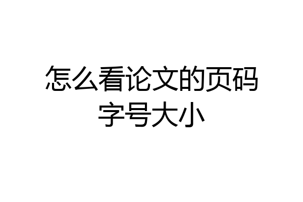 怎么看论文的页码字号大小
