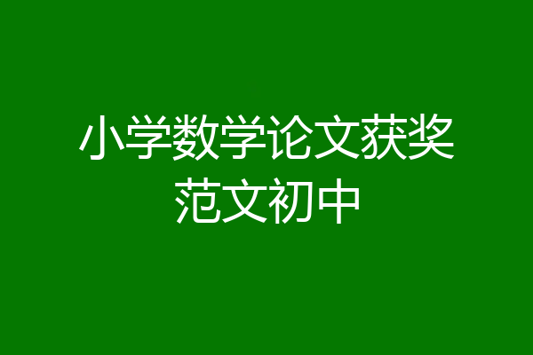 小学数学论文获奖范文初中