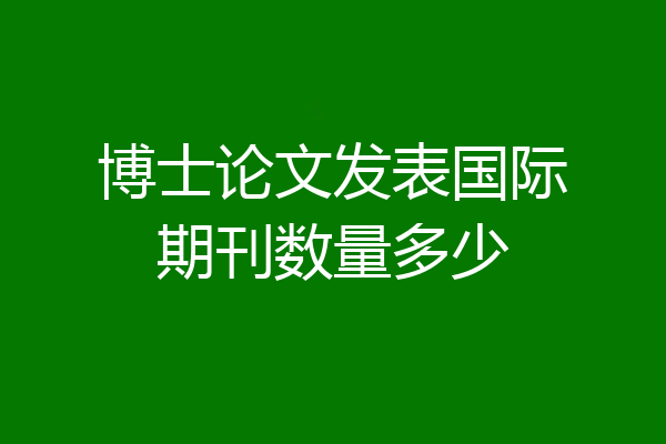 博士论文发表国际期刊数量多少