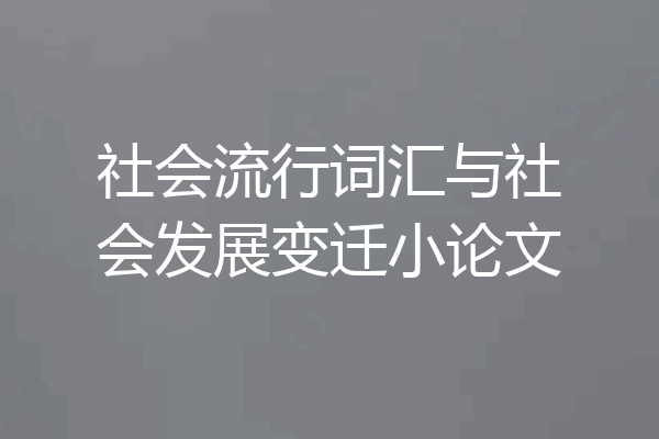社会流行词汇与社会发展变迁小论文
