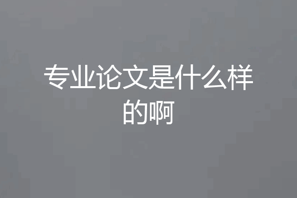 专业论文是什么样的啊