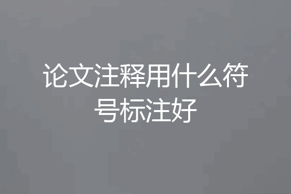 论文注释用什么符号标注好