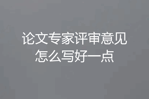 论文专家评审意见怎么写好一点