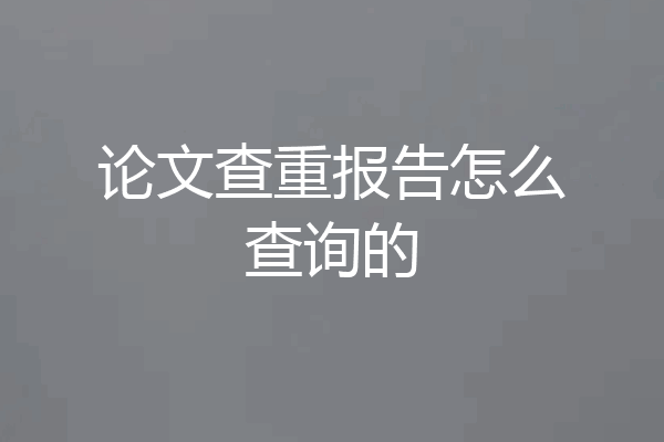 论文查重报告怎么查询的