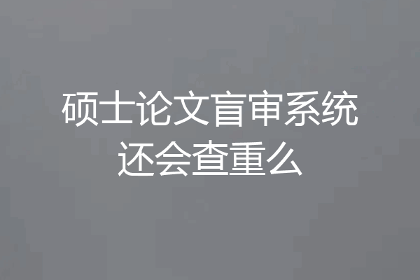 硕士论文盲审系统还会查重么