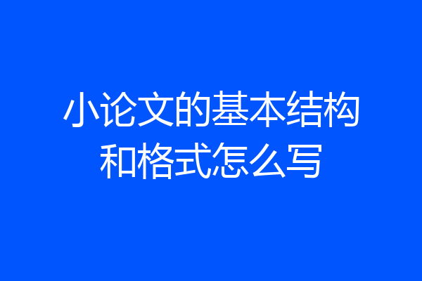 小论文的基本结构和格式怎么写