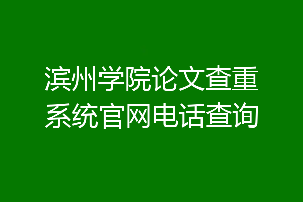 滨州学院论文查重系统官网电话查询