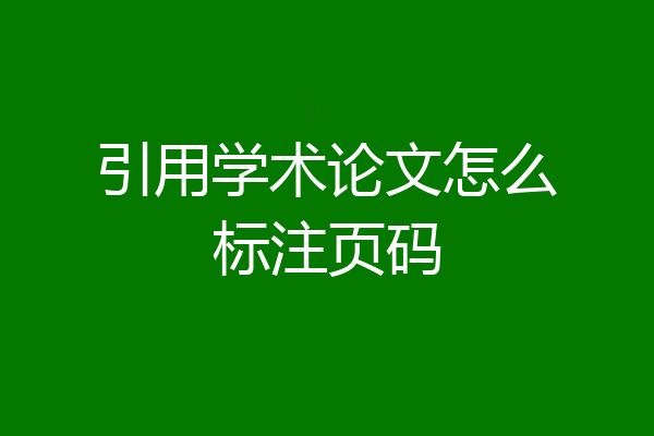 引用学术论文怎么标注页码