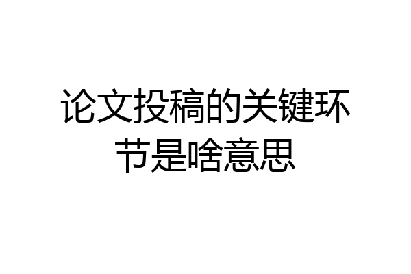 论文投稿的关键环节是啥意思