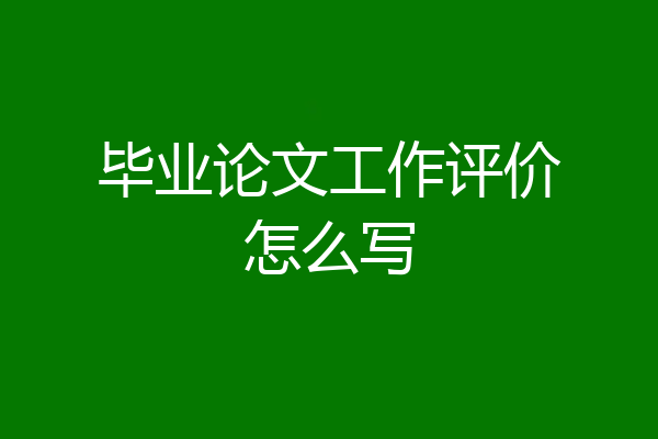 毕业论文工作评价怎么写