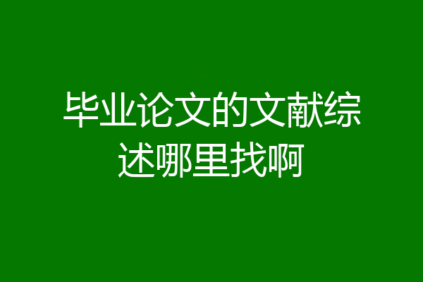 毕业论文的文献综述哪里找啊