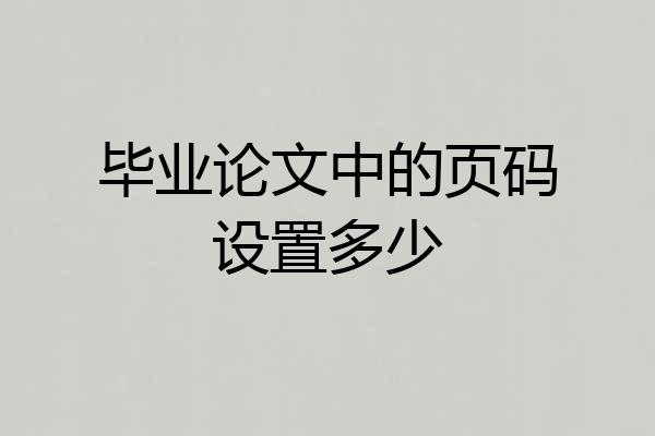 毕业论文中的页码设置多少