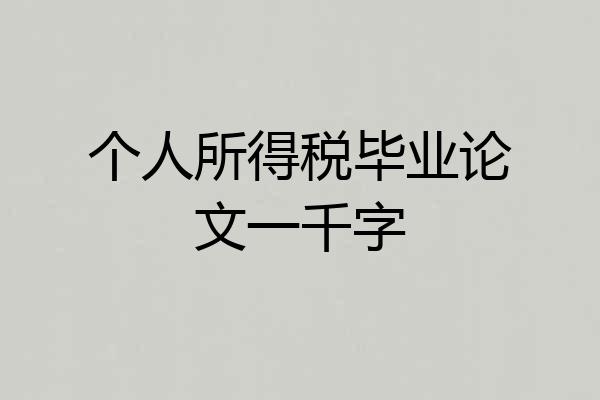 个人所得税毕业论文一千字