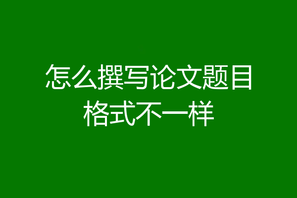怎么撰写论文题目格式不一样