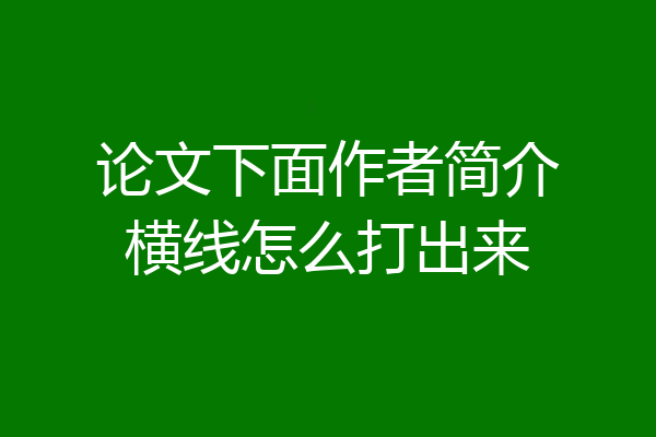 论文下面作者简介横线怎么打出来