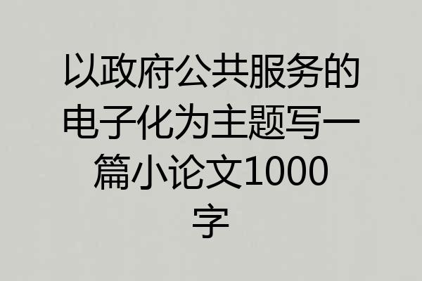 以政府公共服务的电子化为主题写一篇小论文1000字