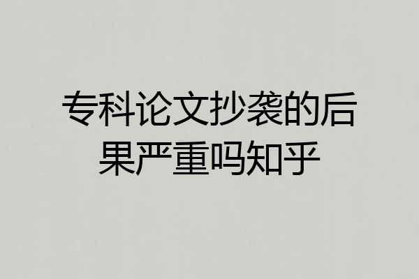 专科论文抄袭的后果严重吗知乎