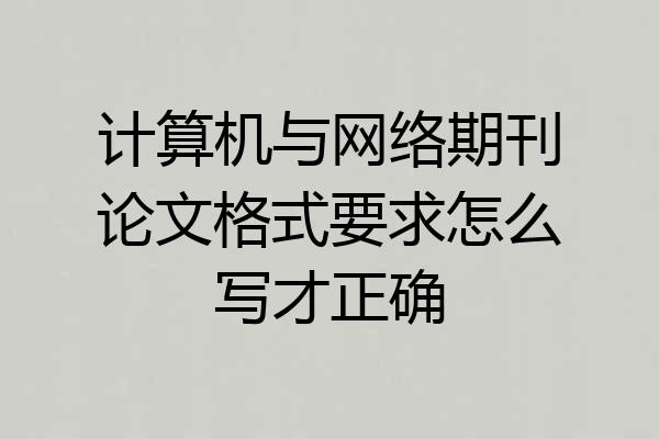 计算机与网络期刊论文格式要求怎么写才正确
