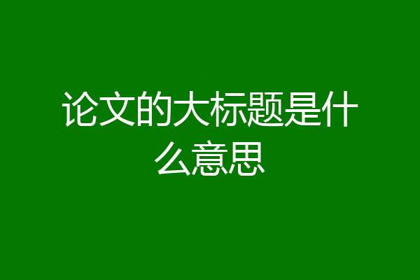 论文的大标题是什么意思