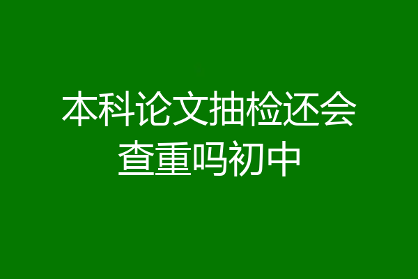 本科论文抽检还会查重吗初中