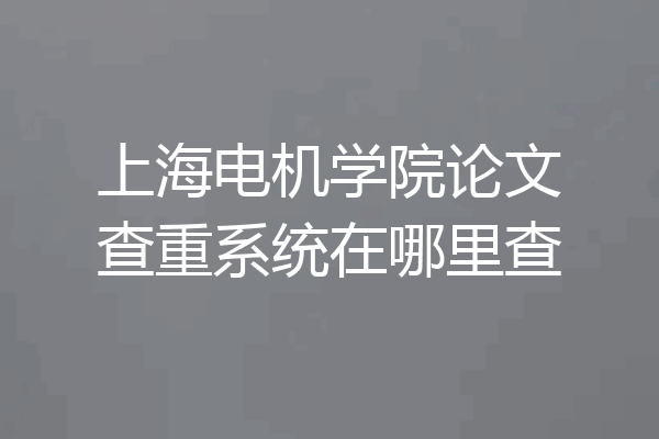 上海电机学院论文查重系统在哪里查