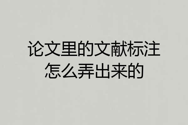 论文里的文献标注怎么弄出来的