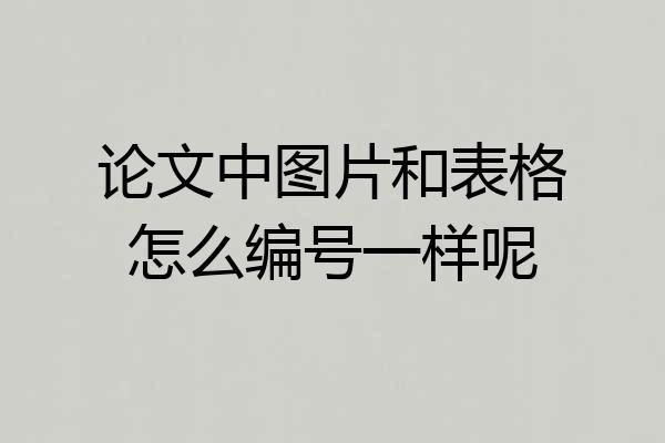 论文中图片和表格怎么编号一样呢