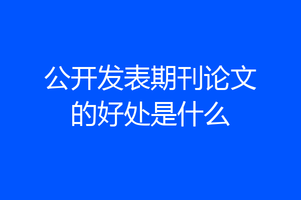 公开发表期刊论文的好处是什么