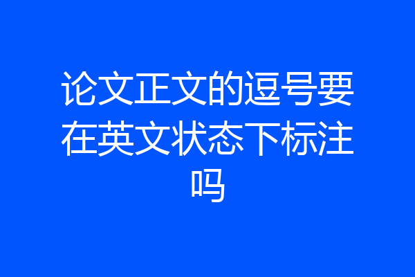 论文正文的逗号要在英文状态下标注吗