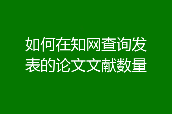 如何在知网查询发表的论文文献数量