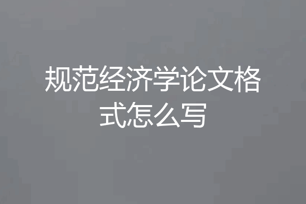 规范经济学论文格式怎么写