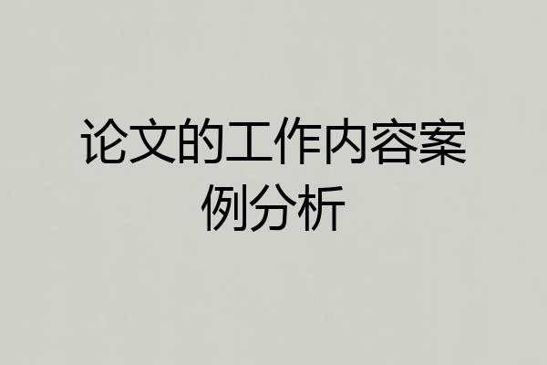 论文的工作内容案例分析