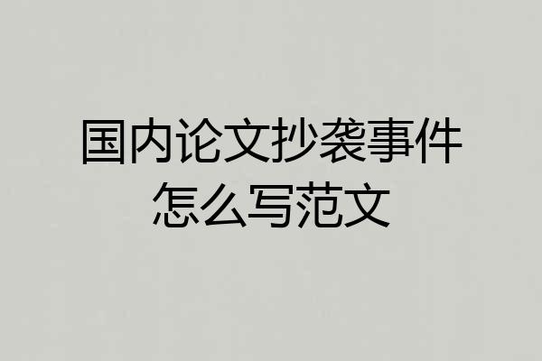 国内论文抄袭事件怎么写范文