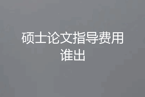 硕士论文指导费用谁出