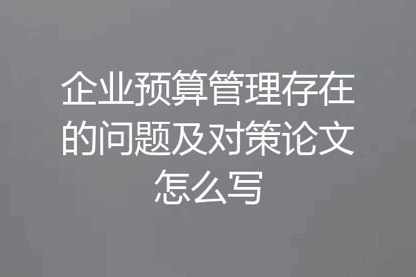企业预算管理存在的问题及对策论文怎么写