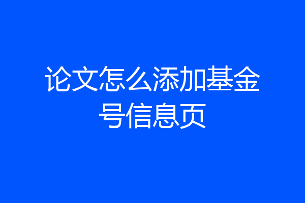 论文怎么添加基金号信息页