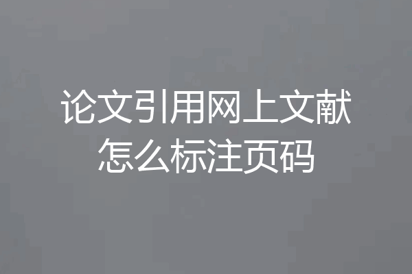 论文引用网上文献怎么标注页码