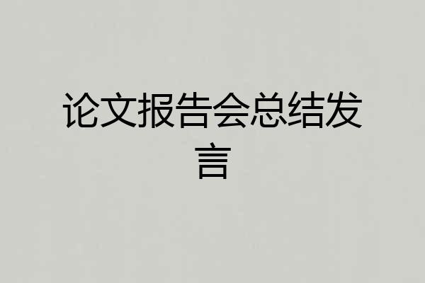 论文报告会总结发言