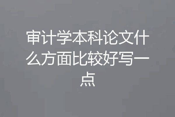 审计学本科论文什么方面比较好写一点
