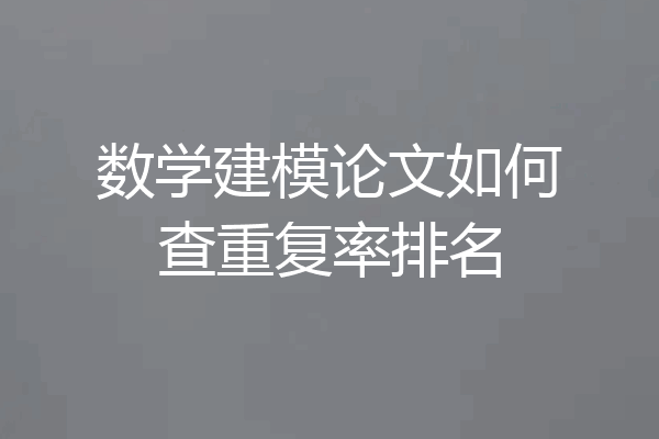 数学建模论文如何查重复率排名