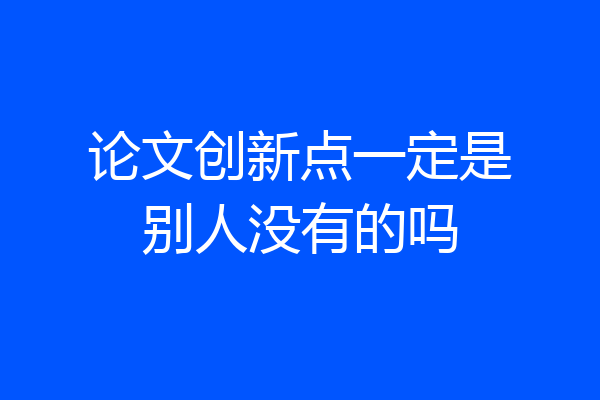 论文创新点一定是别人没有的吗