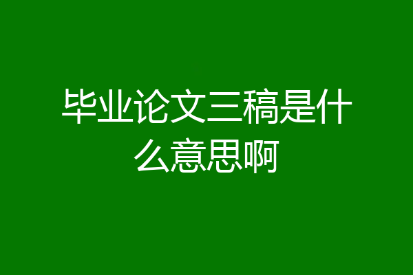 毕业论文三稿是什么意思啊
