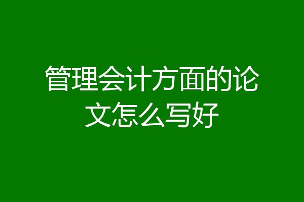 管理会计方面的论文怎么写好