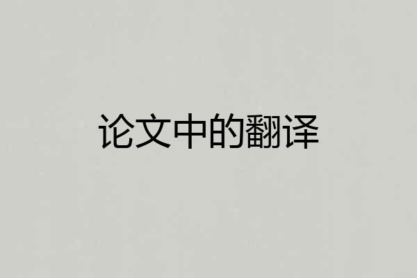 论文中的翻译