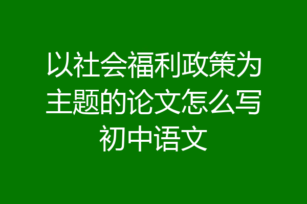 以社会福利政策为主题的论文怎么写初中语文