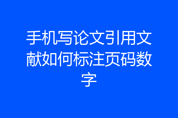 手机写论文引用文献如何标注页码数字