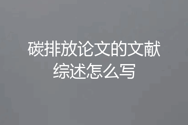 碳排放论文的文献综述怎么写