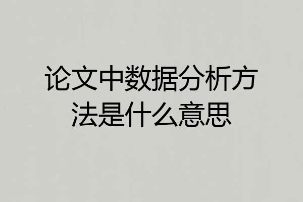 论文中数据分析方法是什么意思