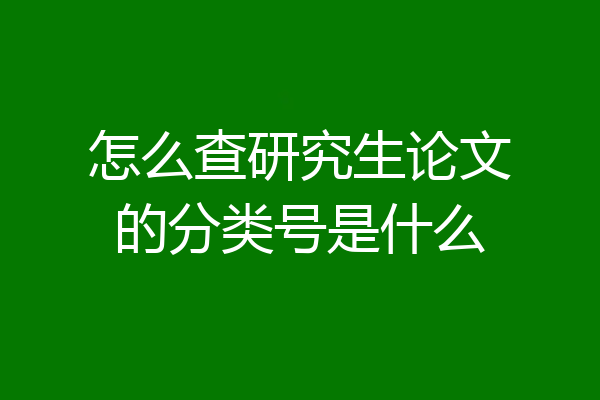 怎么查研究生论文的分类号是什么