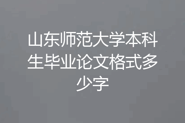 山东师范大学本科生毕业论文格式多少字